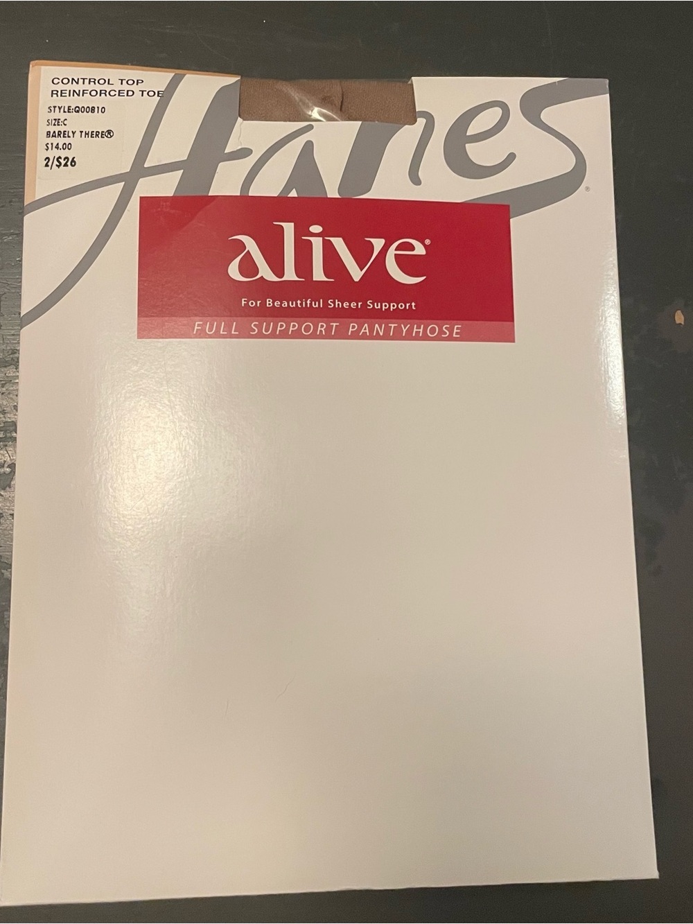 Hanes Alive barely there Full Support control top Pantyhose Brown tights c s/m